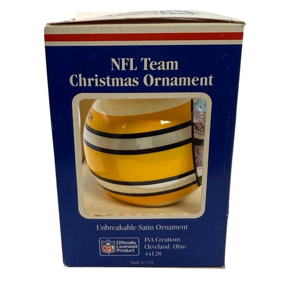 Vintage NIB Pittsburgh‎ Steelers NFL Christmas Ornament Unbreakable Satin Ball